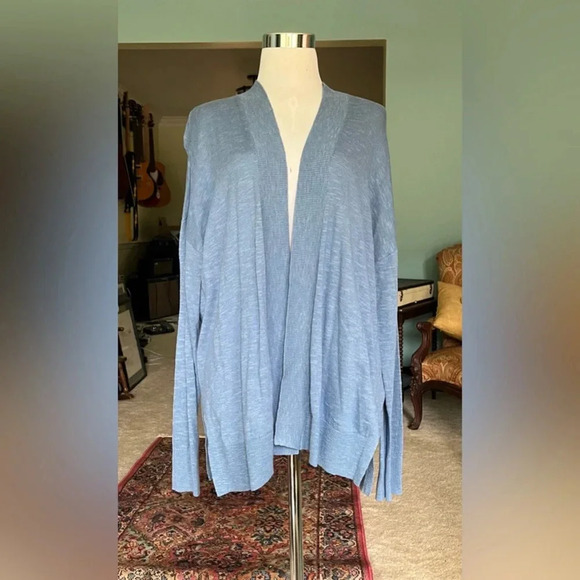 Leo & Nicole Gray Open Front Long Sleeve Cardigan Sweater - S - EUC - Picture 1 of 9